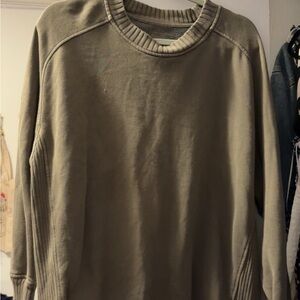 Aerie Green Crewneck Sweater Relaxed Fit